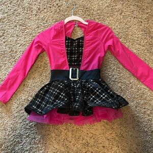 Girls Weissman dance costume pink & black long sleeve MC